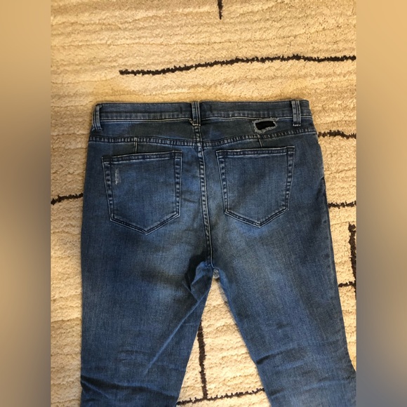 Free People Women’s Tupelo Blue Fishnet-Inset Skinny Jeans Size 29 - Picture 3 of 7